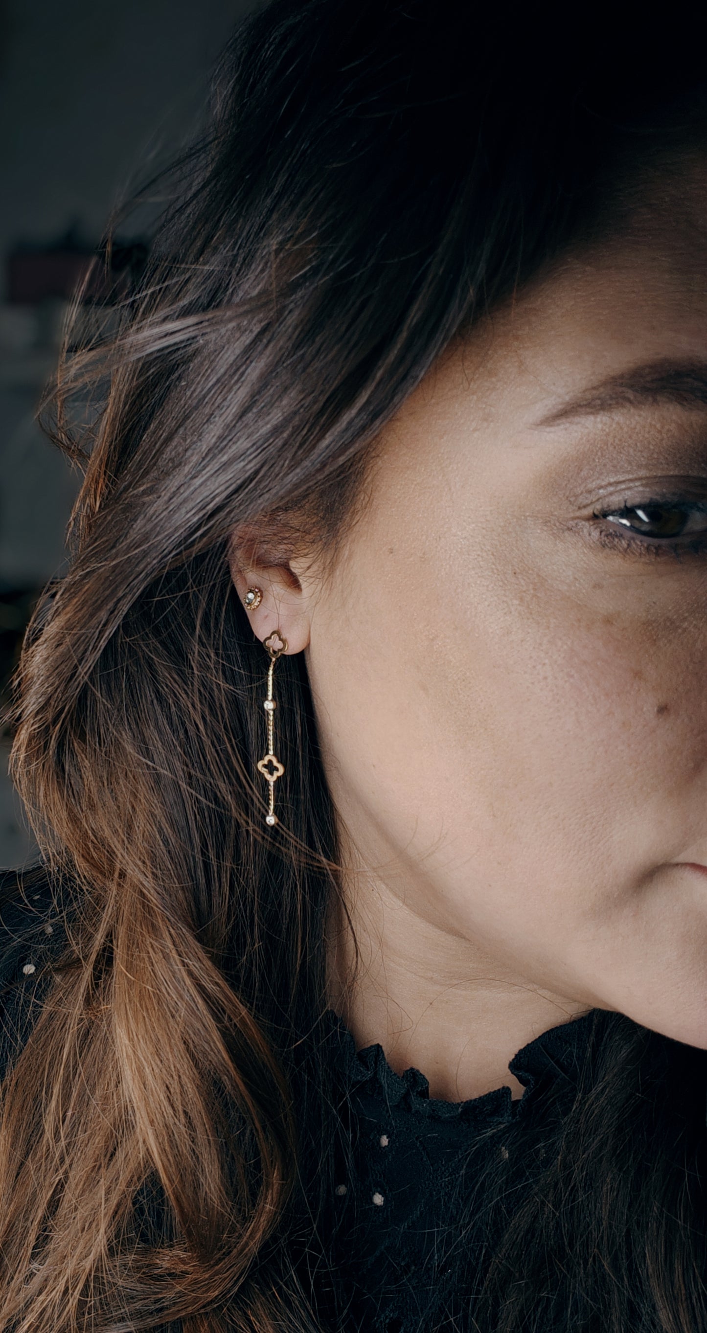 Oorbellen floating klaver