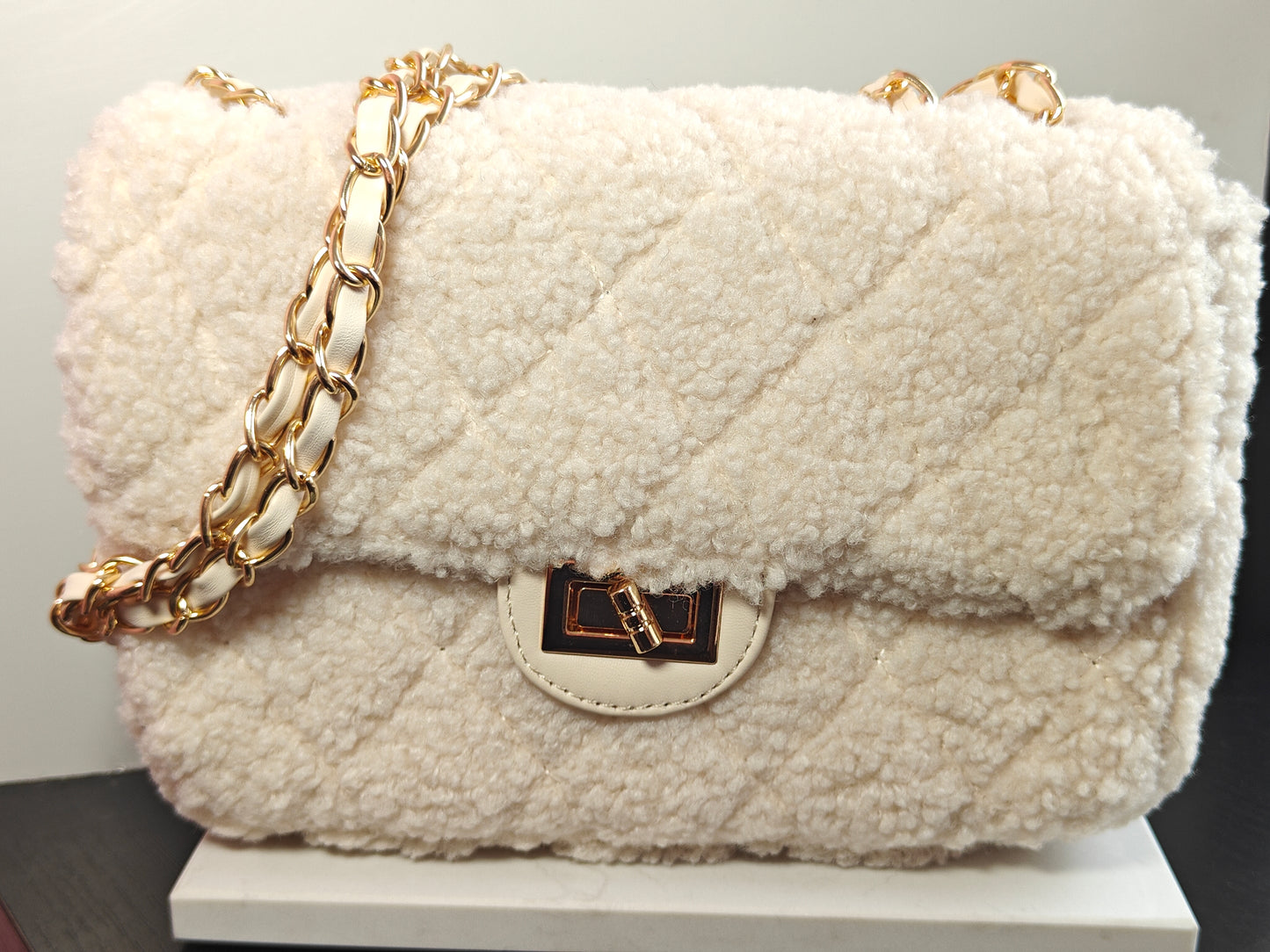 Teddy bag wit/beige